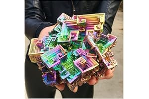 Crystal Rock Pocket ​Energy Stone Bismuth Crystals Bismuth Bi Metal Crystal Rainbow Bright Metal Mineral Specimen Natural Cry