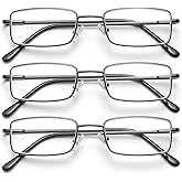 OKH Reading Glasses for Men, 3 Pack Metal Frame Blue Light Blocking Reading Glasses