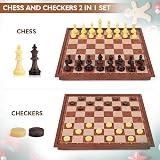 Peradix 25cm Magnetic Chess & Checkers Set Folding Board Kids Adults Brown view 2