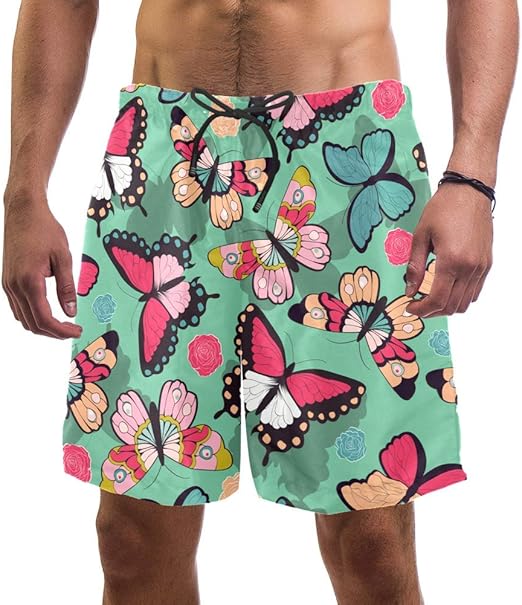 Colorful Butterfly Men's Board Shorts Slim Fit Ultra Quick Dry Amazon