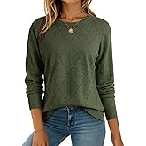Dokotoo Sweaters for Women Long Sleeve Wool Blend Crewneck Diamond Hollow Out Lightweight Soft Fall Pullover Sweater Tops