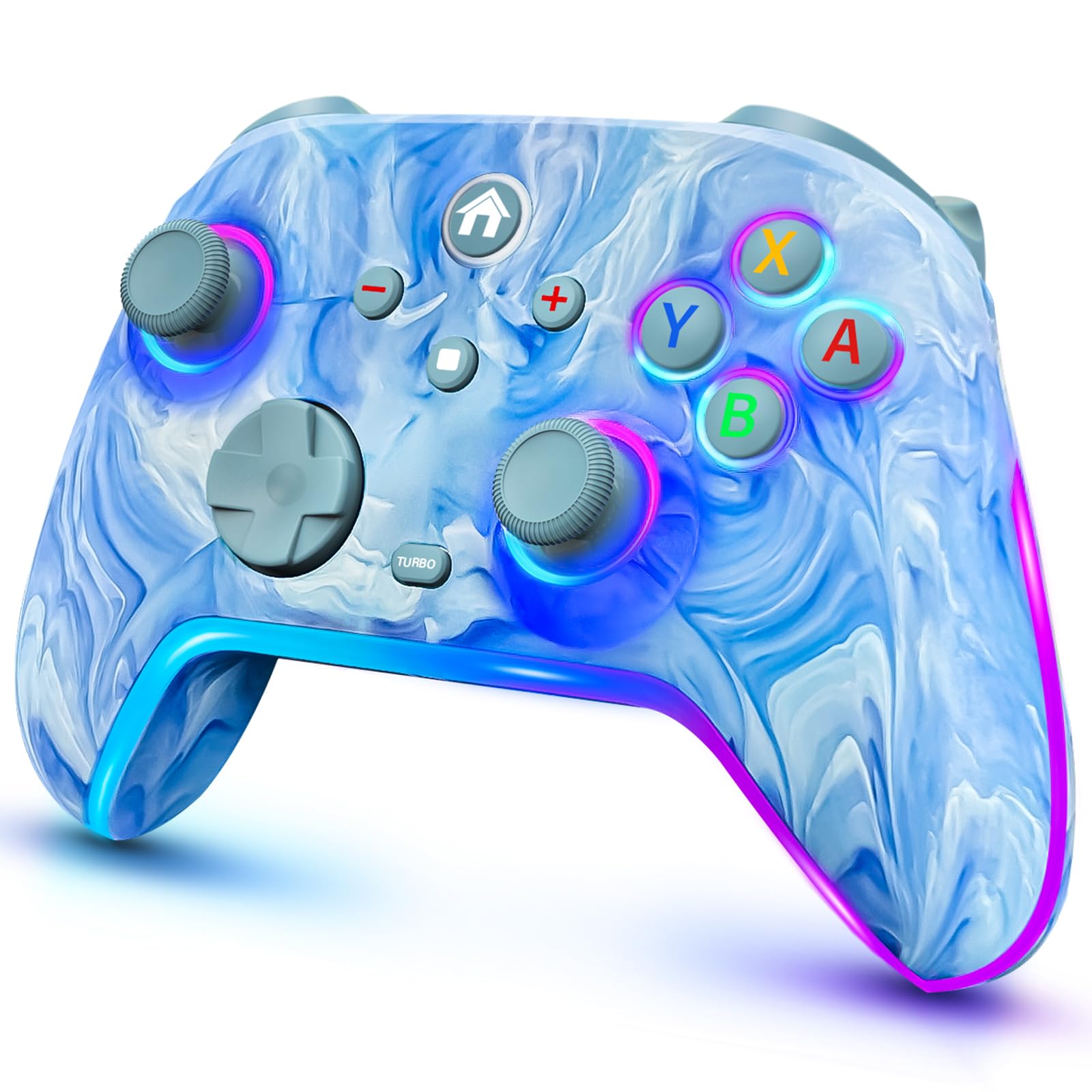 Photo 1 of Wireless Switch Controllers for Nitendo Switch/OLED/Lite, 1200mAh Switch Pro Controller with 10 Color Light Modes, Rechargeable Switch Turbo Control with Vibration, 6-Axis Gyro, Turbo, Wake Up