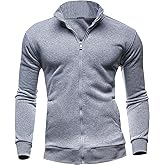congluoki Sweaters for Men Cardigan Sweatshirt Hoodless Zip Up Jacket High Neck Lightweight Sueter Para Hombres