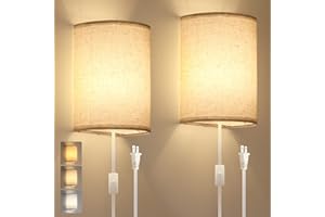 BESER·WIN Plug in Wall Sconce, 3 Color Wall Sconces Set of Two, Industrial Lamp with Plug in Cord, Rustic Wall Sconce Fixture, On/Off Switch Vintage Wall Light Fixture for Headboard Bedroom Porch (Beige)