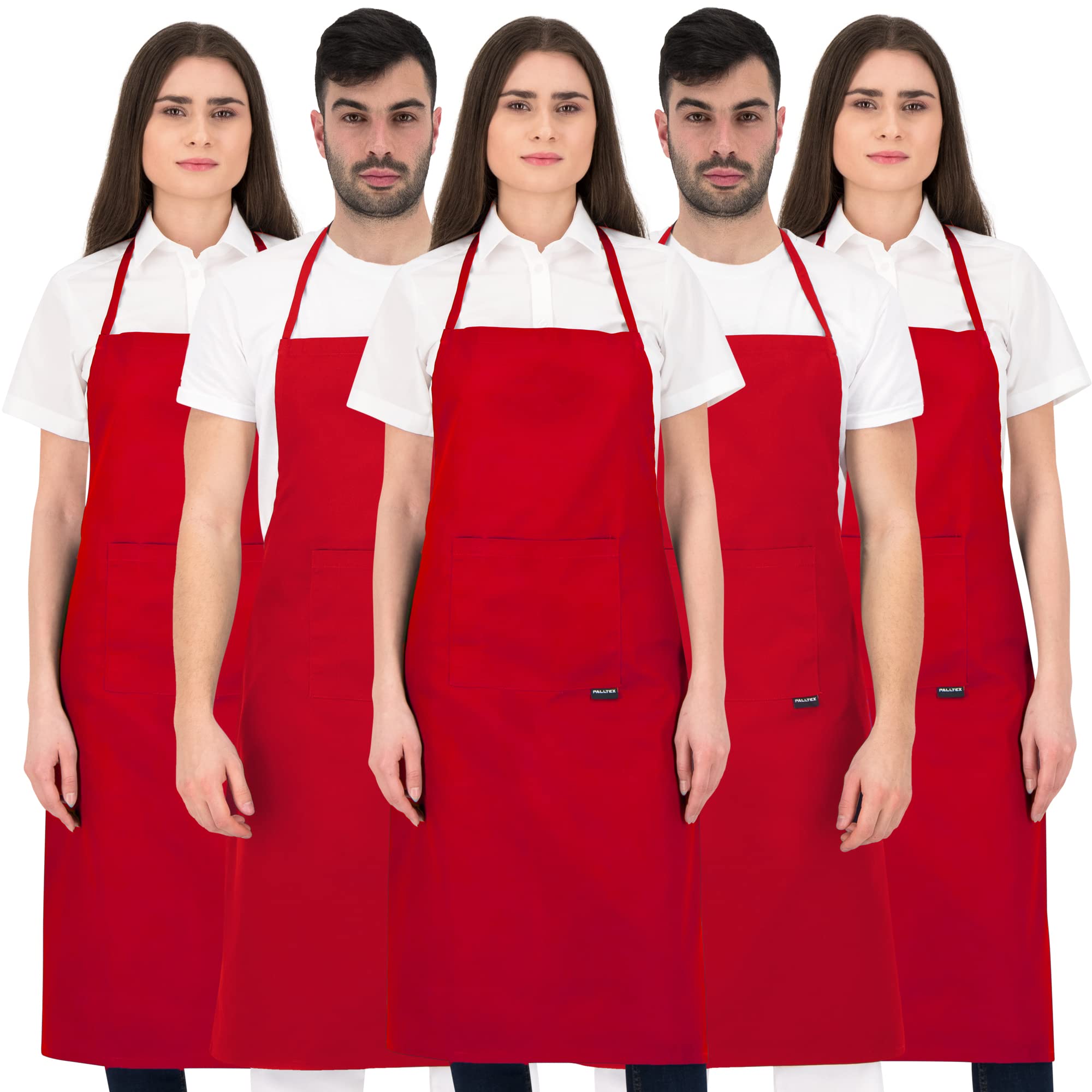 PALLTEX Borago Aprons for Men Aprons for Women Chef Apron for Cooking Crafts Painting Baking Kitchen Apron EN ISO 13688, Red - 5 pieces, One Size — image 1