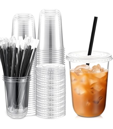 Baderke 50 Sets Transparente Kaffeebecher Mit Deckel – 510 Ml, PET-Einwegbecher Für Eiskaffee, Partys & Catering
