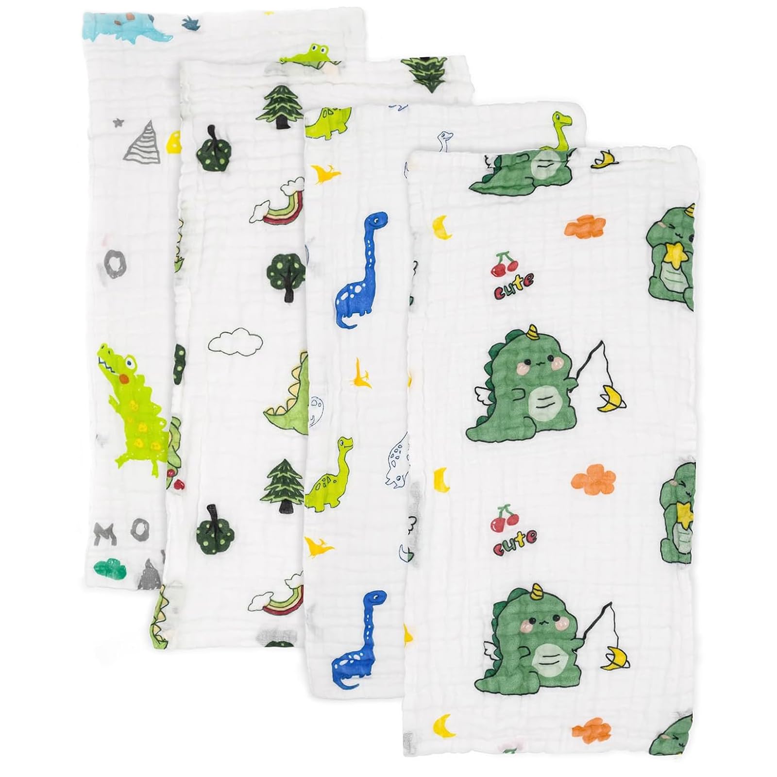 JNGTKL 4PCS Muslin Cloths for Baby 25 * 50cm, Newborn Hiccup Cloth, Soft and Absorbent Newborn Towels, Essential for Newborns Muslin Cloths, Used for Infants (Random Style) ﻿