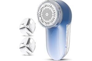 JUEYINGBAILI Fabric Shaver & Lint Remover, Electric Fuzz Remover, AC Adapter or Battery Operated Sweater Shaver, 3 Shave Heights - Removes Clothes Fuzz, Lint Balls, Pills, Bobbles（Gradient Blue
