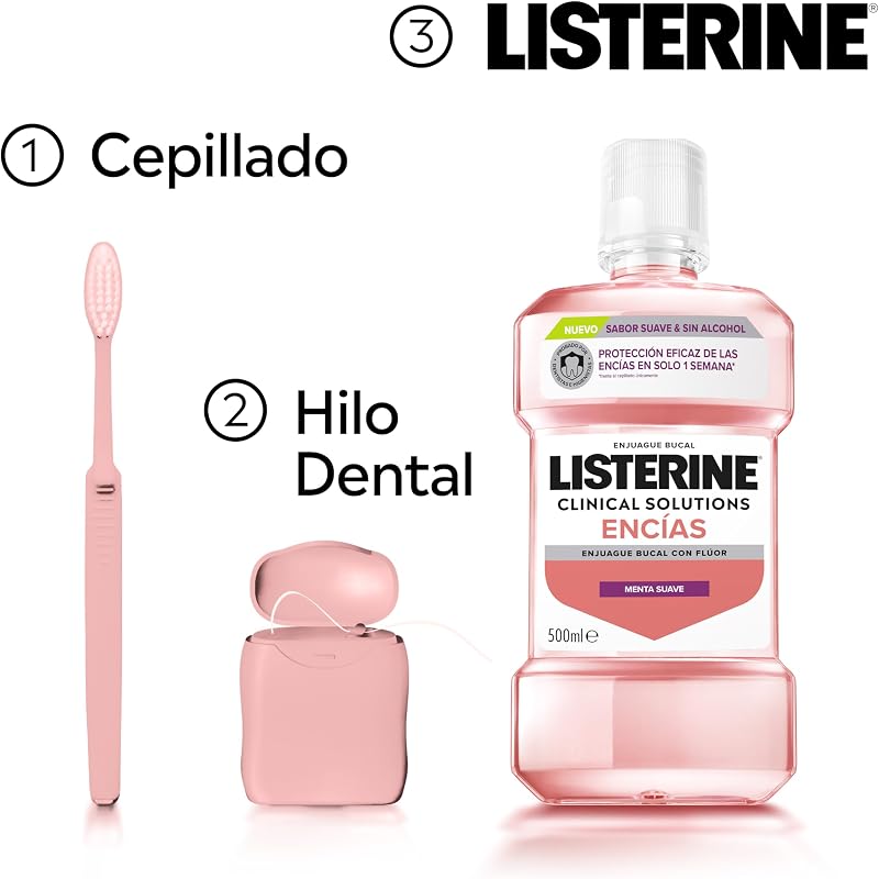 Clinical Solutions Encías Sabor Suave (1x500 ml), enjuague bucal con flúor que protege las encías, enjuague bucal sin alcohol sabor Menta Suave, colutorio encías con 60% más de zinc — foto 7 de 7