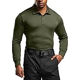CQR Men's Polo Shirt, Long Sleeve Tactical Shirts, Outdoor UPF 50+ Pique Shirt, Dry Fit Lightweight Golf Shirts