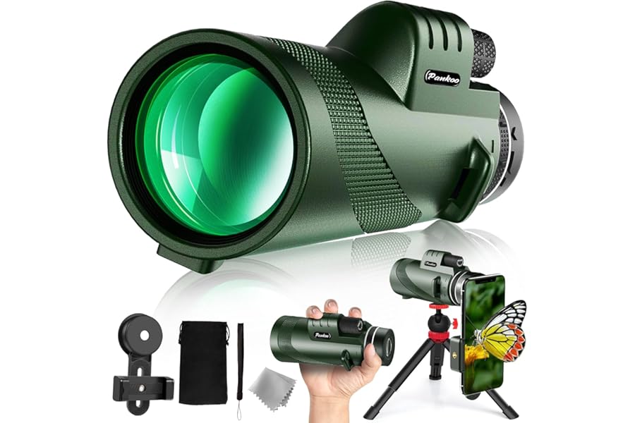 40X60 Monocular Telescope, High Power Monocular for Adults with Phone Adapter& Tripod& Hand Strap, Low Night Vision Monocular, Equipped with BAK4 Prism for Bird Watching and Traveling Concert