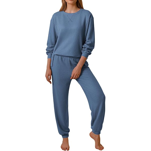 WDIRARA Women's Plus Size Ribbed Lounge Set - Long Sleeve Tee & Pants Pajama Set, Super Soft Sleepwear - View #5