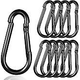 High-PQ Black Carabiner, Heavy Duty Galvanized Steel Spring Snap Hook Carabiner Clips with 770LBS Holding Capacity, Ideal for Outdoor, Hammock, Swing and Travel (10PCS M10 4Inch)