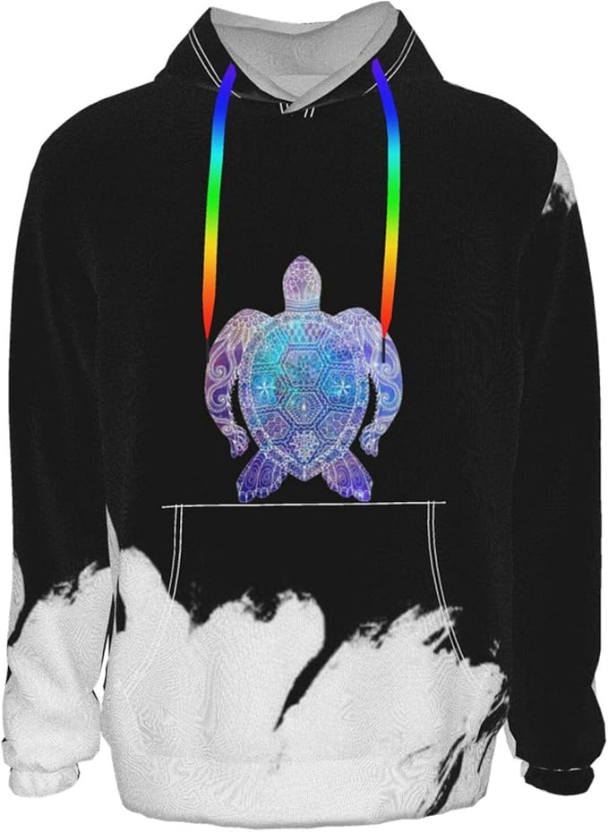 Space Sea Turtle Pullover Hooded Sweatshirts For Boys Mens