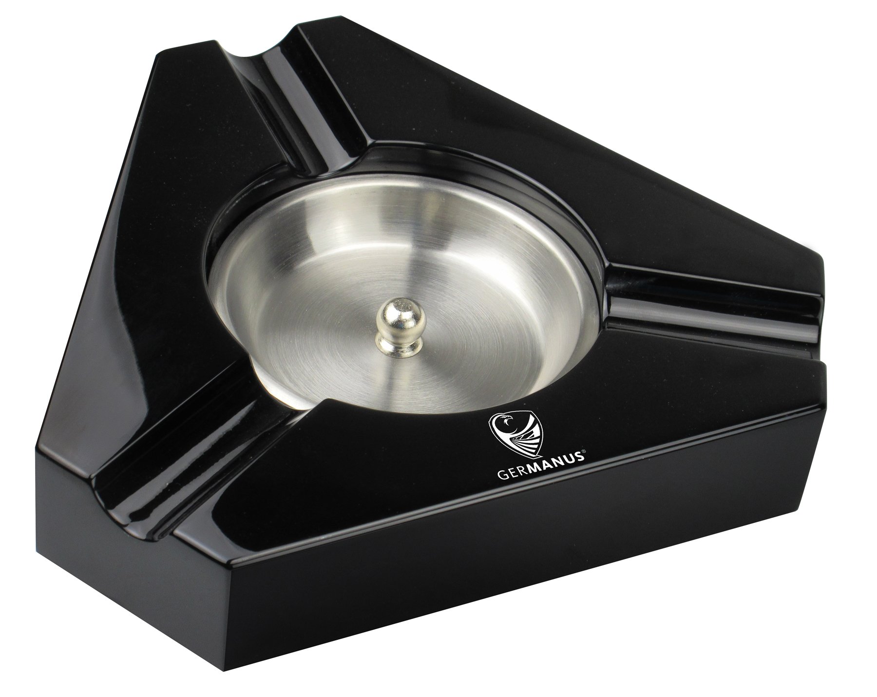 GERMANUS Cigar Ashtray in Black, Wood, with 3 Cigar Holders