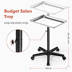 TASALON Budget Salon Tray on Wheels, Adjustable