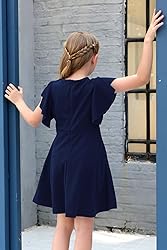 GORLYA Girl's Flutter Sleeve Stretchy A-Line Swing