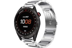 YOUkei Compatible with Garmin Approach S42 Band, Quick Release Stainless Steel Metal Replacement Straps Compatible with Garmin Approach S42 / Approach S12 / Garmin Forerunner 55 (Silver)