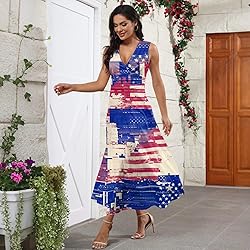 CHRATLHI Red White and Blue Dress for Women Holiday