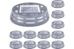 HUYIENO Solar Deck Lights Outdoor Driveway Marker Dock LED Light,3 Lighting Modes,Warm/Bright White and Blue IP67 Waterproof Road Markers for Driveway Sidewalk Garden Pathway Yard