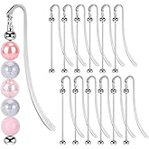 Beadable Bookmarks 12 Pcs Beaded Bookmark DIY Metal Blank Bar Bulk for DIY Bookmarks Beaded Craft Jewelry Pendant Charm Gift for Book Lover Student Teacher Office Supplies(Silver)