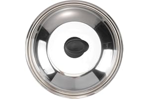 COLLBATH Stainless Steel Wok Lid 30cm, Large Pot Cover with Black Knob, Heat Resistant Cookware Lid for