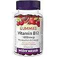 Webber Naturals Vitamin B12 Cyanocobalamin 1,000 mcg, 60 Gummies, Supports Energy Production and Metabolism, Vegan