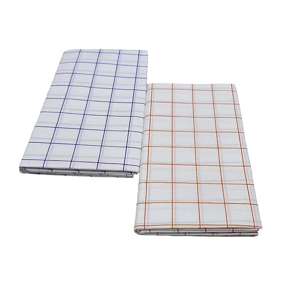 Cotton Cool 100% Pure Cotton White Chexs LungiFree Size White Colour (Pack of 2 Piece)