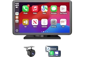 FUNAURORE Portable for Apple Carplay/Android Auto Screen for Car, 7 Inch HD Touch Screen Wireless Car Play with Backup Camera, Voice Control, BT, FM, Mirror Link for All Vehicle