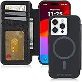 Case-Mate Wallet Folio iPhone 15 Pro Case - Black [12ft Drop Protection] [Compatible with MagSafe] Magnetic Flip Folio Cover Made with Genuine Pebbled Leather, Landscape Stand, Cash, and Card Holder