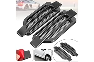 ihreesy Car Side Airflow Grille,1 Pair Car Air Intakes Exterior Decorative Universal Side Mesh Vent Air Flow Fender Decor Sticker Scoop Bonnet Vent Hood Cover,Black
