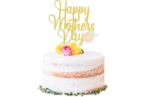 GIGA GUD Happy Mother's Day Cake Topper Mom Letter Cake topper Gold Glitter Cake topper Decorative Party Cake Decoration for Mother's Day(Flower)