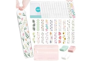 YOPPIX 15 Pieces Acrylic Bookmark Blanks (3mm) Thicken Clear Acrylic Bookmarks with 20 Pcs Floral UV DTF Sticker, 15 Pcs Ribbon, Bookmark Making Kit Suitable for DIY Your Crafts Gifts