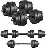 Songmics 2 in 1 Dumbbell Set Barbell 30 kg Includes 8 Plates 4 Spinlocks 2 Bars