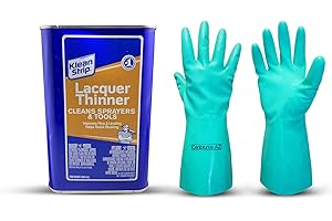 Klean Strip Lacquer Thinner Fast Drying Highly Desirable for Woodworking Excellent Cleaner Degreaser Cost Effective Now Comes with Chemical Resistant Gloves by Centaurus AZ 1 Qt (946ml)