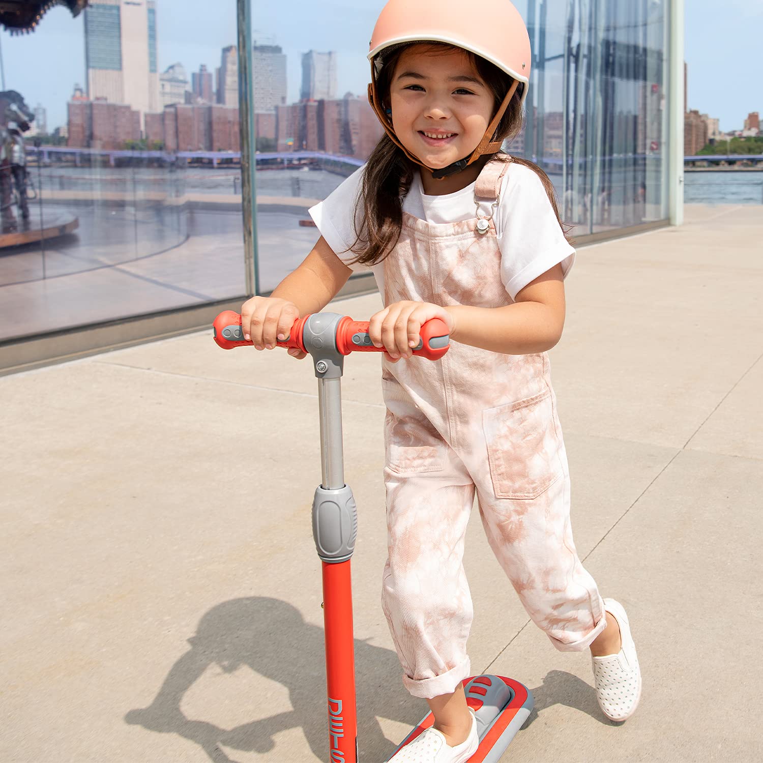 Gleam Kids Kick Scooter | LED Light-Up Wheels | Rear Foot Brake | Adjustable Handlebar | Wide Deck | Lean-to-Steer | Three Wheels | 5” Front Wheels | 3.5” Rear Wheel | Ages 3+