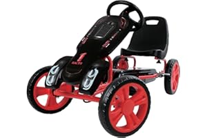 Hauck Speedster Pedal Go Kart with Adjustable Bucket Seat for Kids Ages 4 to 8, Black/Red