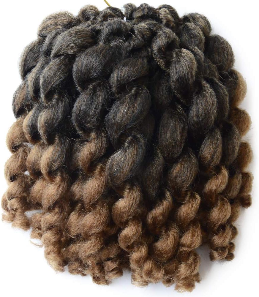 Jamaican Bounce Crochet Hair 5 Packs Bounce Curl Freetress Wand Curl Crochet Hair 2X African Hair Accessories for Braids 22 Strands Synthetic Braiding Hair Extensions (8Inch, T1B/30)