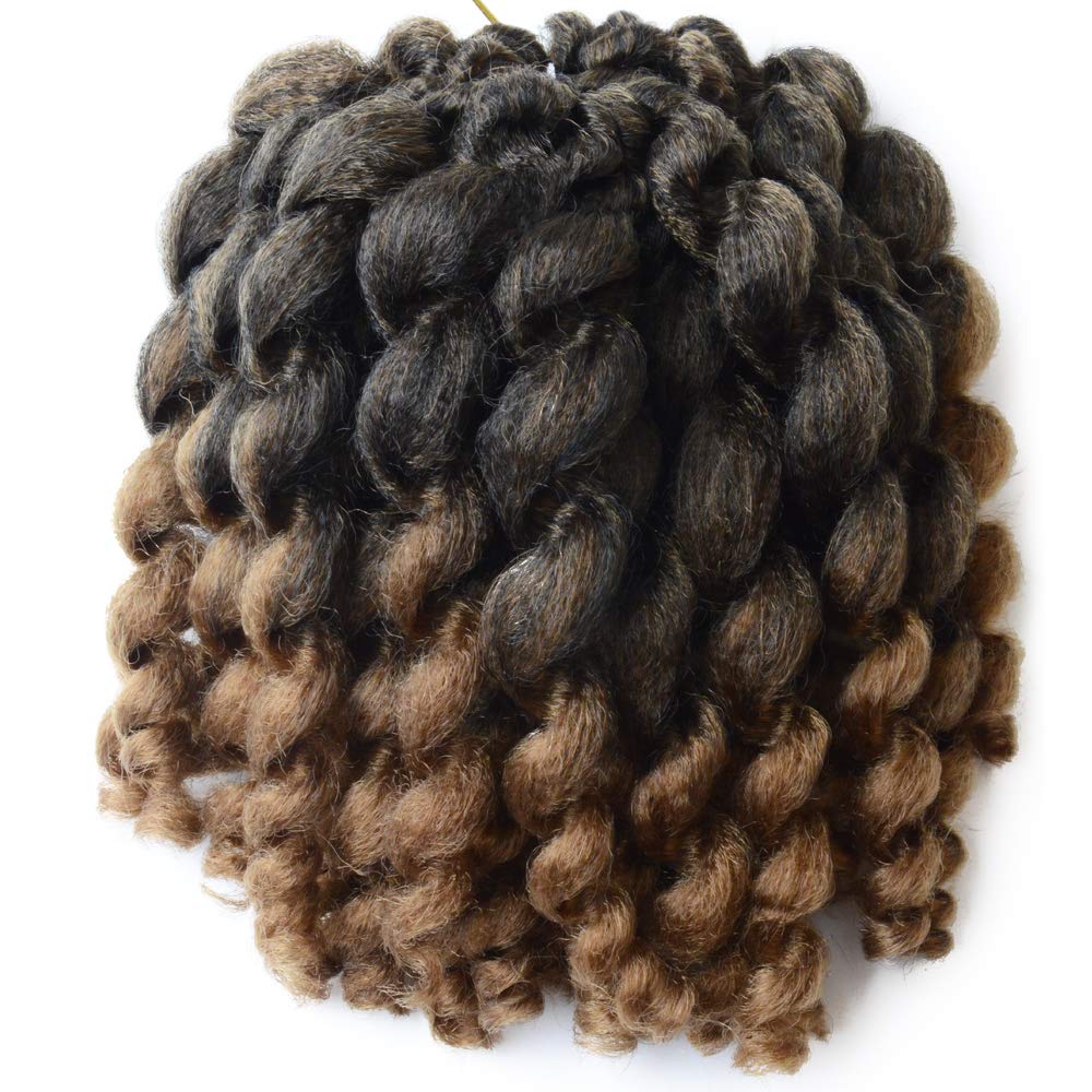 Jumpy Wand Curl Crochet Ombre 22 Strands African Collection Braiding Hair 5 Packs Jamaican Bounce Crochet Hair (8Inch, T1B/30)