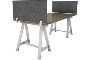 Obex Base Acoustical Desk Mounted Split Screen Privacy Panel Table Top Separator for Office Cubicles, 24" x 30", Shadow