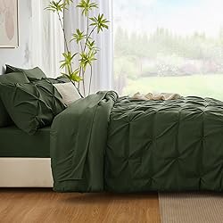 CozyLux Olive Green Comforter Set King - 7 Pieces