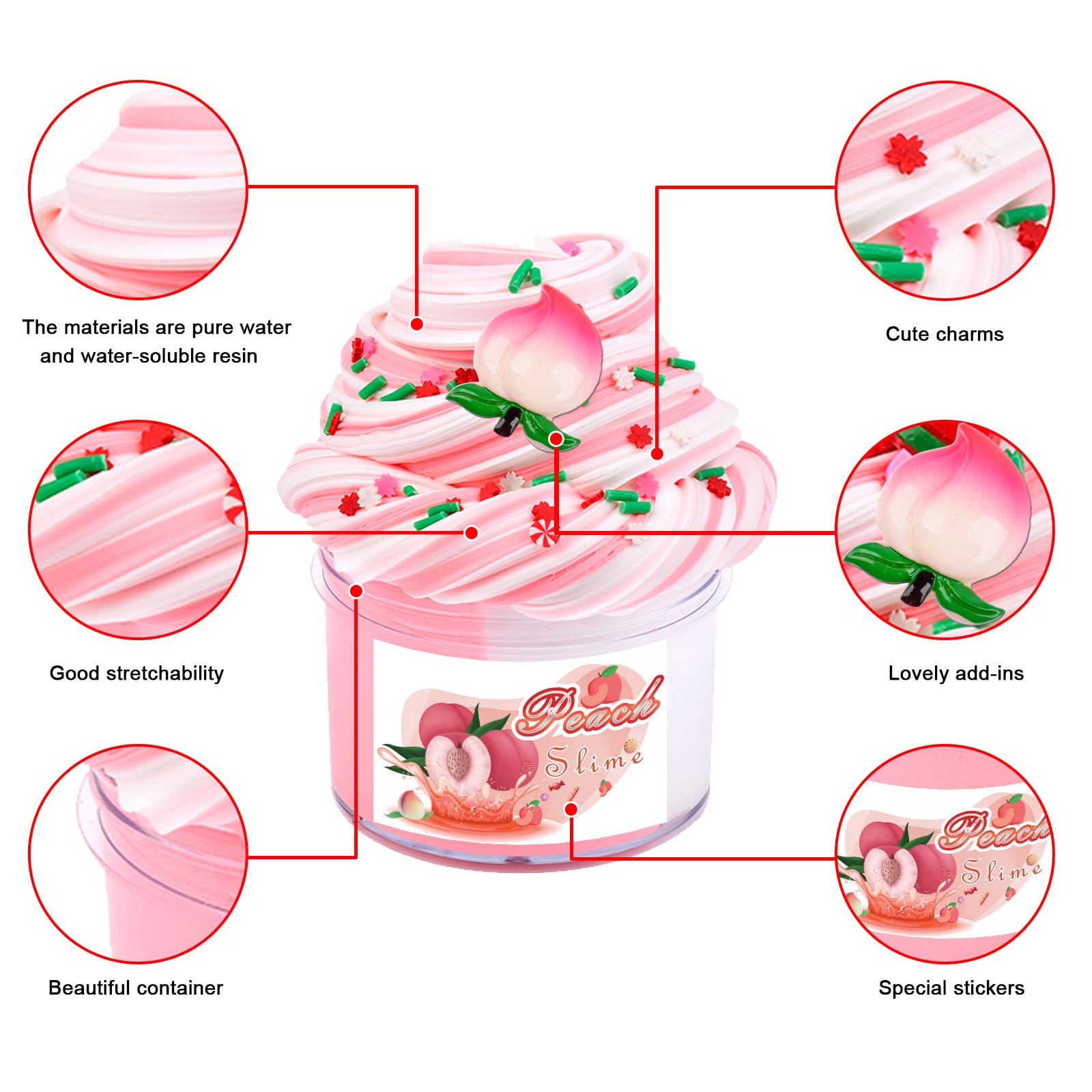 Scented Slime Kit with 7 Pack Butter Slimes,Dual Colored Pink Slime Watermelon Charms,Super Soft and Non-Sticky, Stress Relief Toy Party Favors Birthday Gifts for Girls,Ages 4-12 - Party Favors.