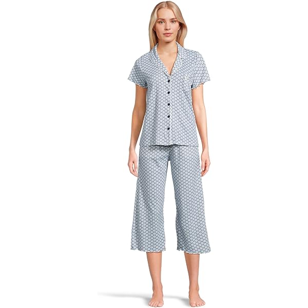 Karen Neuburger Women's Elbow Sleeve Notch and Capri Set with Twin