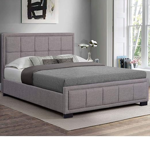 Upholstered Fabric Bed, Happy Beds Hannover Grey Modern Bed 4ft Small