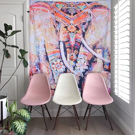 Laamei Tapiz Colgante De Pared Elefante Tapiceria Floral Hippie