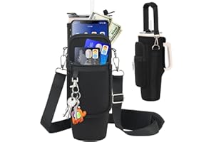 LEFOR·Z Water Bottle Carrier Bag with Phone Pocket Compatible for Stanley/Meoky 40/30 oz Tumbler with Handle,Water Bottle Holder Pouch with Adjustable Strap Compatible for Stanley Cup Accessories