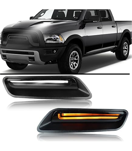 Sequential LED Hood Bezel Trim Driving Light For 10-22 Dodge
