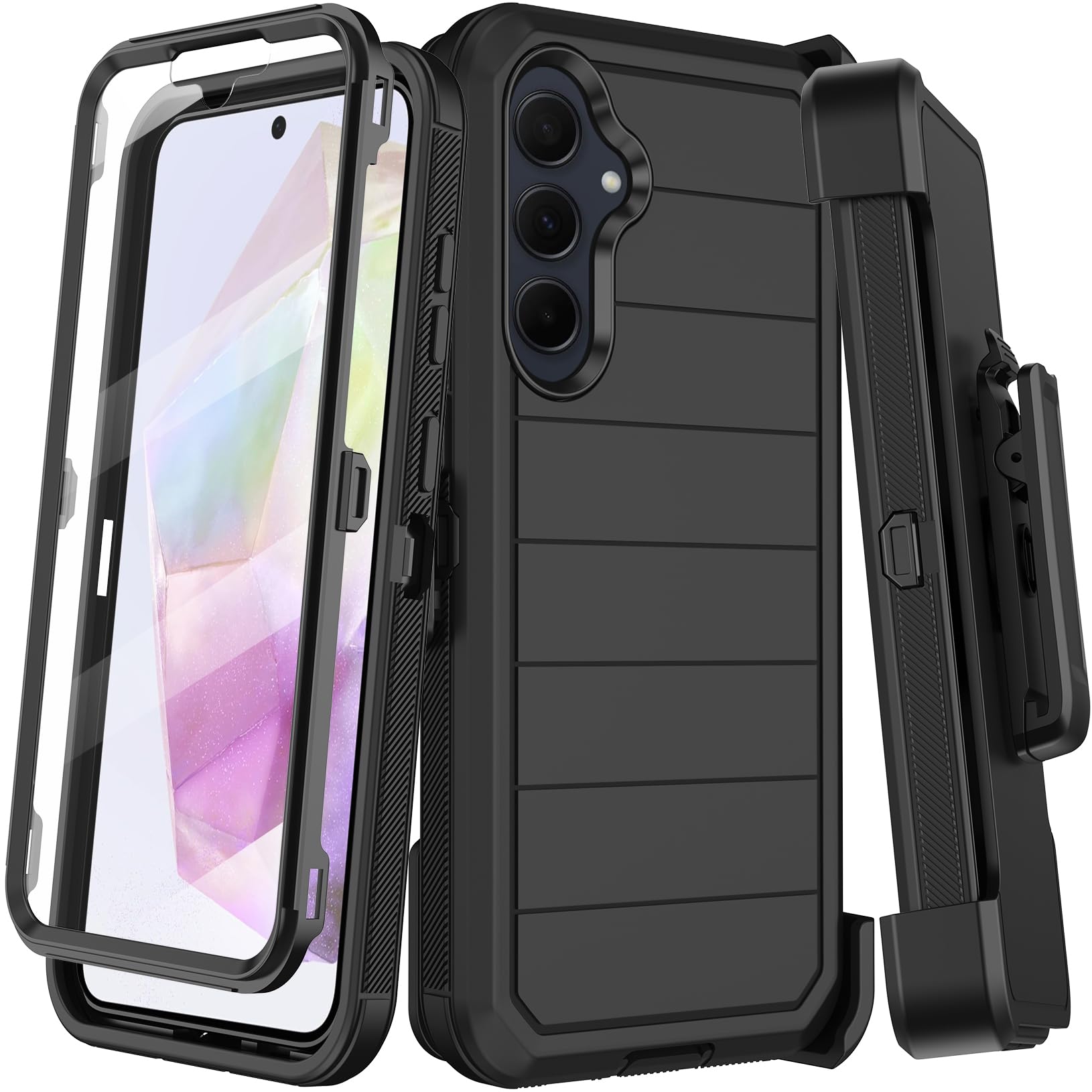 Photo 1 of KECAI for Samsung Galaxy A35 5G Case with Belt Clip Holster,Built-in Screen Protector,Heavy Duty Shockproof Drop Protection Military Grade Durable Phone Cover with Kickstand (Black)