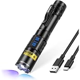 DARKBEAM UV Flashlight 365nm &amp; 395nm Dual Black Light Woods Lamp Ringworm | 365 395 nm Blacklight Flashlights, Rechargeable LED Ultraviolet Powerful, for Pet Urine, Uranium Glass, Rocks, Resin Curing