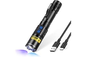 DARKBEAM UV Flashlight 365nm & 395nm Dual Black Light, Blacklight USB Rechargeable LED Ultraviolet Flashlights, Powerful Focusable Woods Lamp Pet Urine Detector, for Uranium Glass, Resin Curing